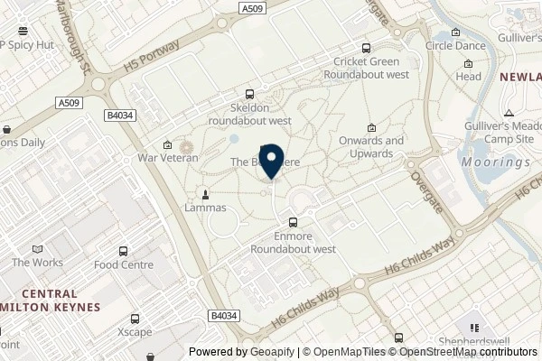 Map showing the area around: Dan Q found GC4NX9Y Light Pyramid (MK Artwalks)