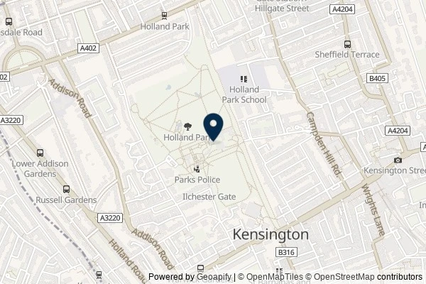 Map showing the area around: Dan Q found GL53DQ7Z Holland Park #2
